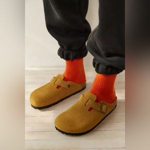 UO Birkenstock Boston Suede Embossed Corduroy Clog